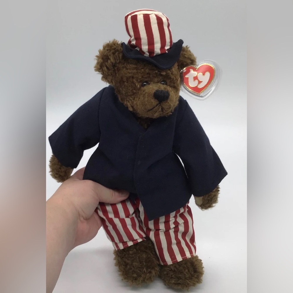 Vintage ty Attic Treasure Brown Bear Uncle Sam Plush